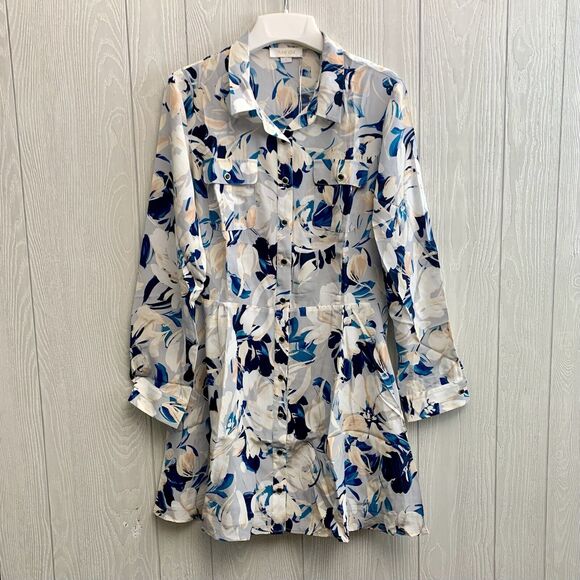 Yumi Kim Into The Wild Silk Blue Surfer Dress Large NWT - Picture 1 of 6